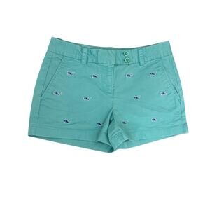 Vineyard Vines Seafoam Green Whale Embroidered Cottons Shorts